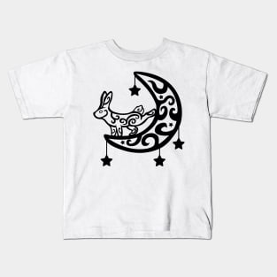 Moon Bunny Tribal Tattoo Kids T-Shirt